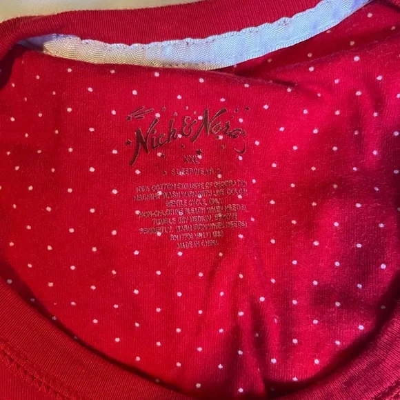 NWOT Nick & Nora Cherry Print Pajama Set - Red and White - Picture 2 of 8